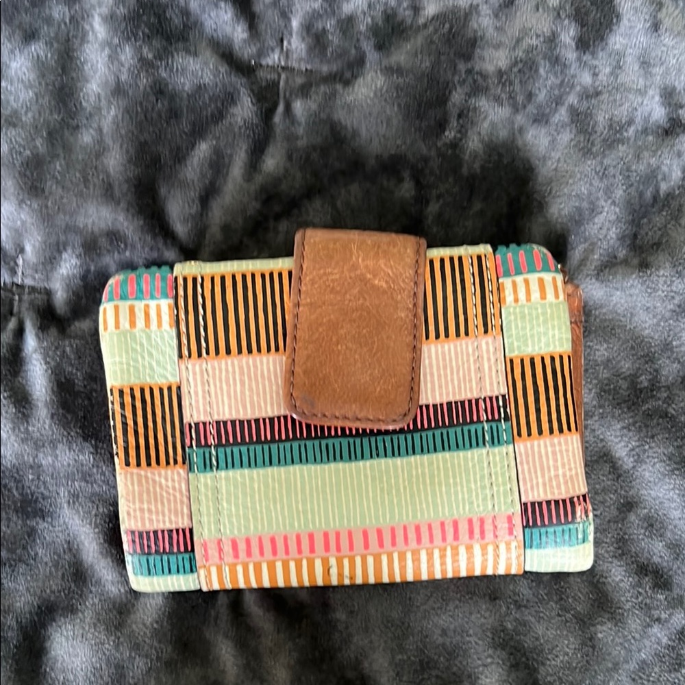 Fossil Multicolor Striped Wallet with Brown Accent